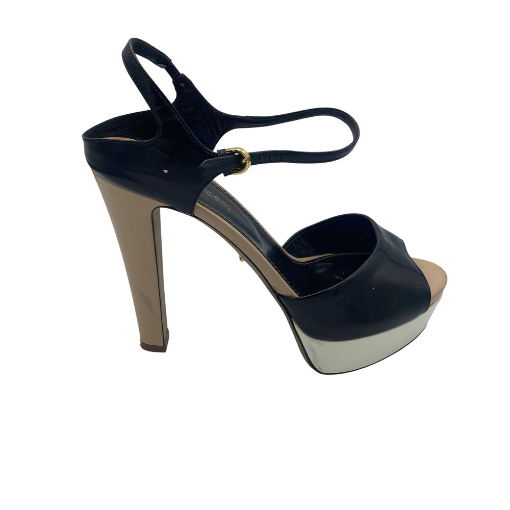 Sergio Rossi Platform Sandals Womens Size 38.5 EU Black Made in Italy 49740